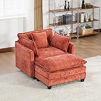 Vista 67 de Sofás seccionales grandes de 115.34" para sala de estar, sofá de pana color camel de asiento profundo de 3 plazas en forma de L, sofá seccional