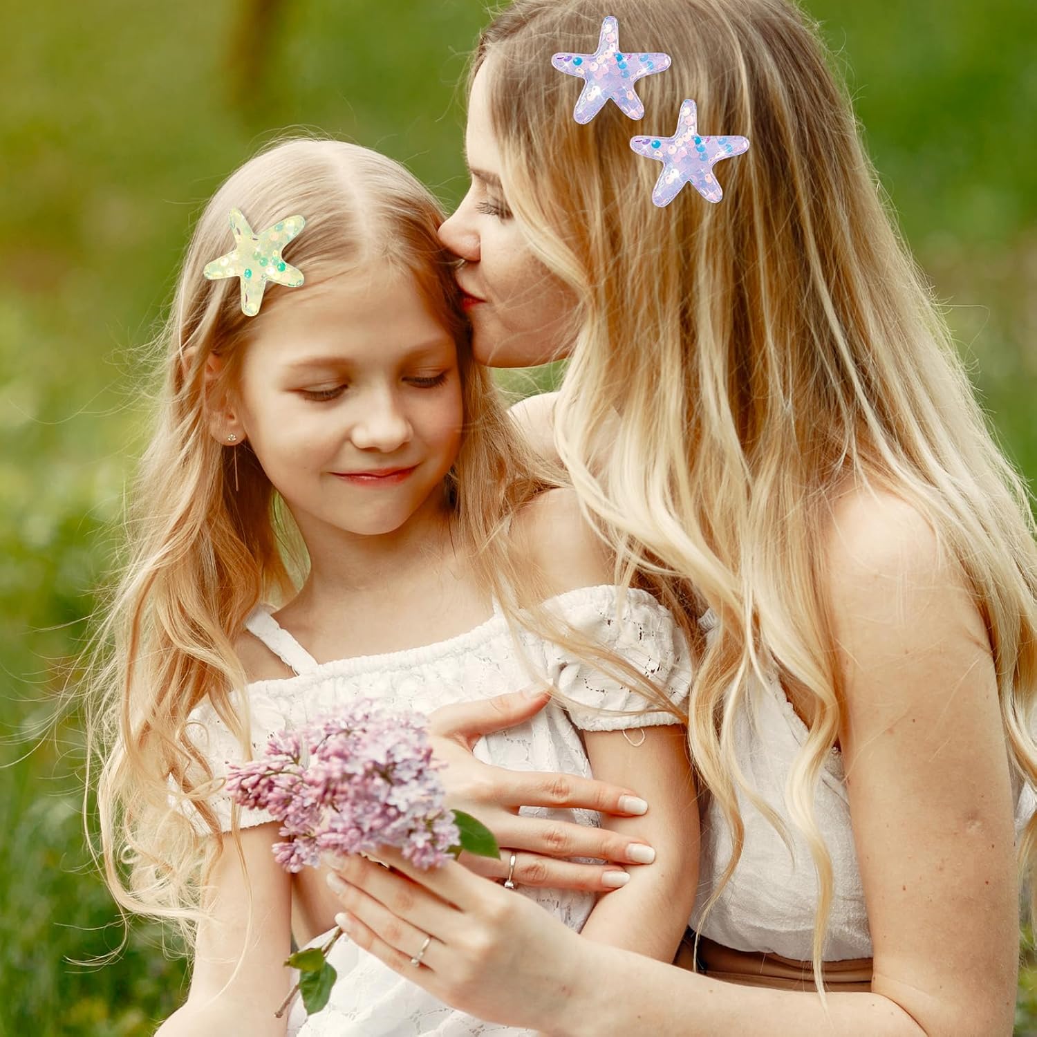 10 Pcs Mermaid Hair Clip,Glitter Starfish Clips,Shell Hair Clips,Sequins Snap Hairs Clip Beach Sea Star Hairpins for Women Girls,Beach Wedding Hairstyle Tool Multicolor - Image 5