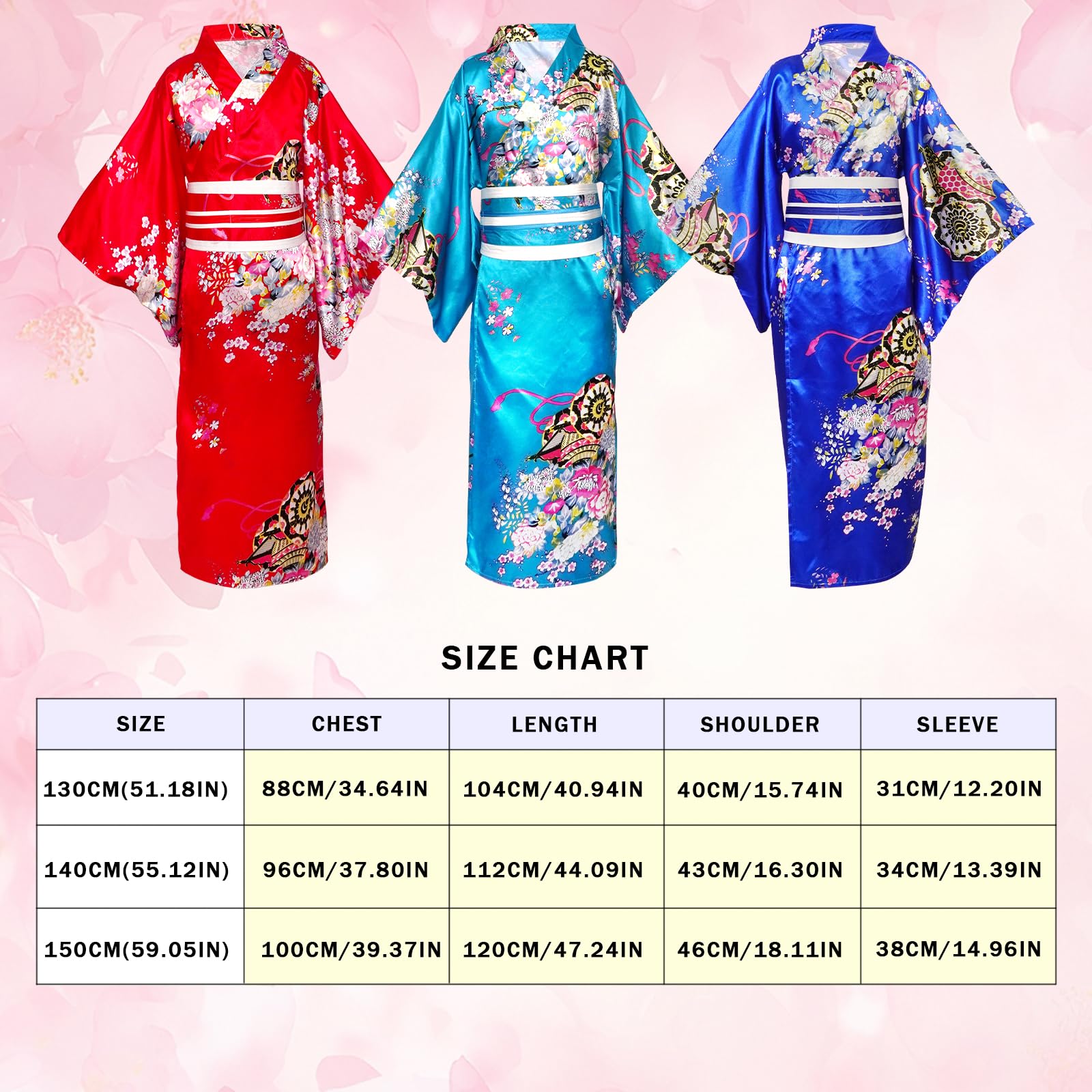 5 Piezas Disfraz Niña Kimono Japonés, Inspirado en Yukata, Traje Tradicional Set con Accesorios para Cosplay, Vestido de Festival Cultural Asiático