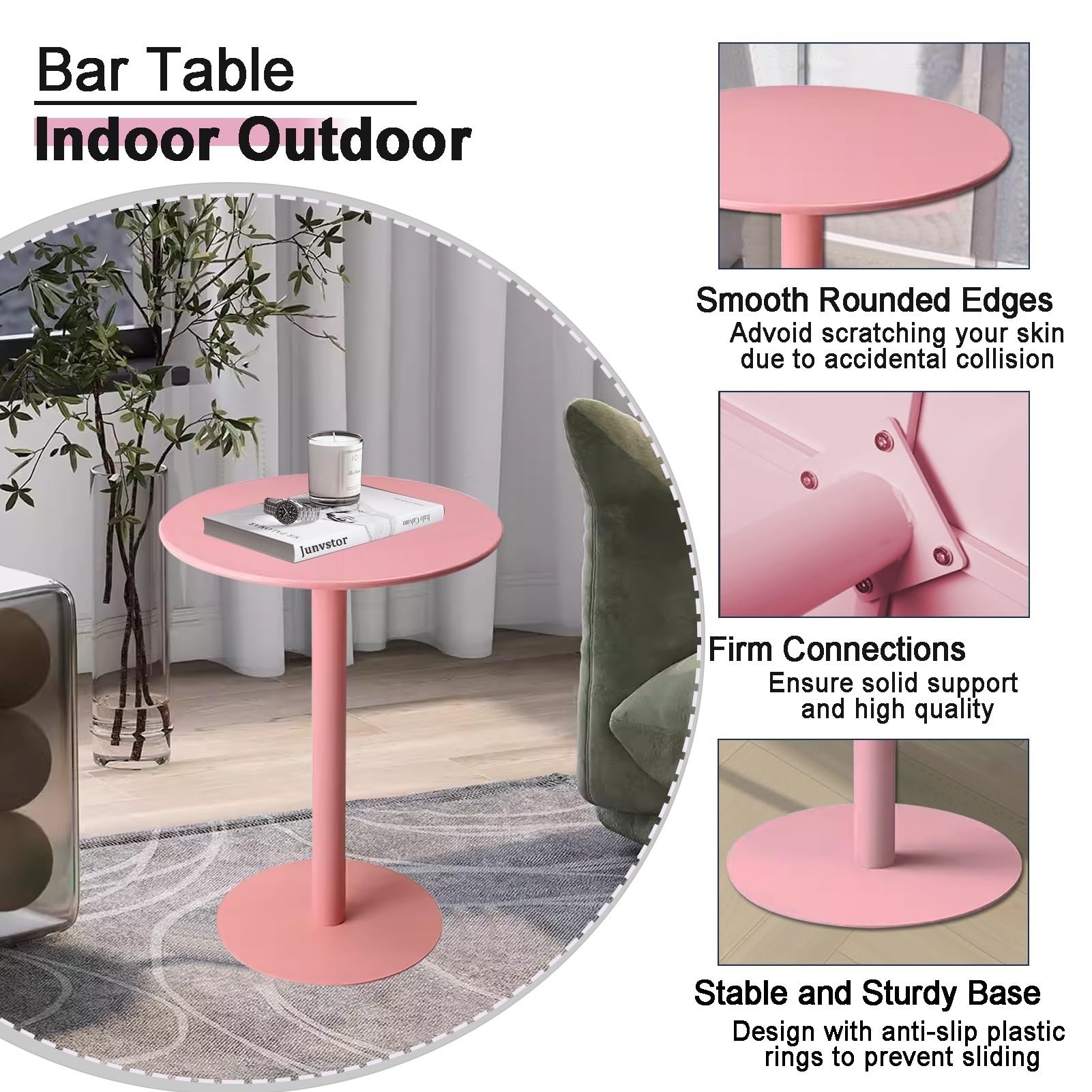 Moderno tavolo da bar rotondo in metallo per cucina 70x70x104cm