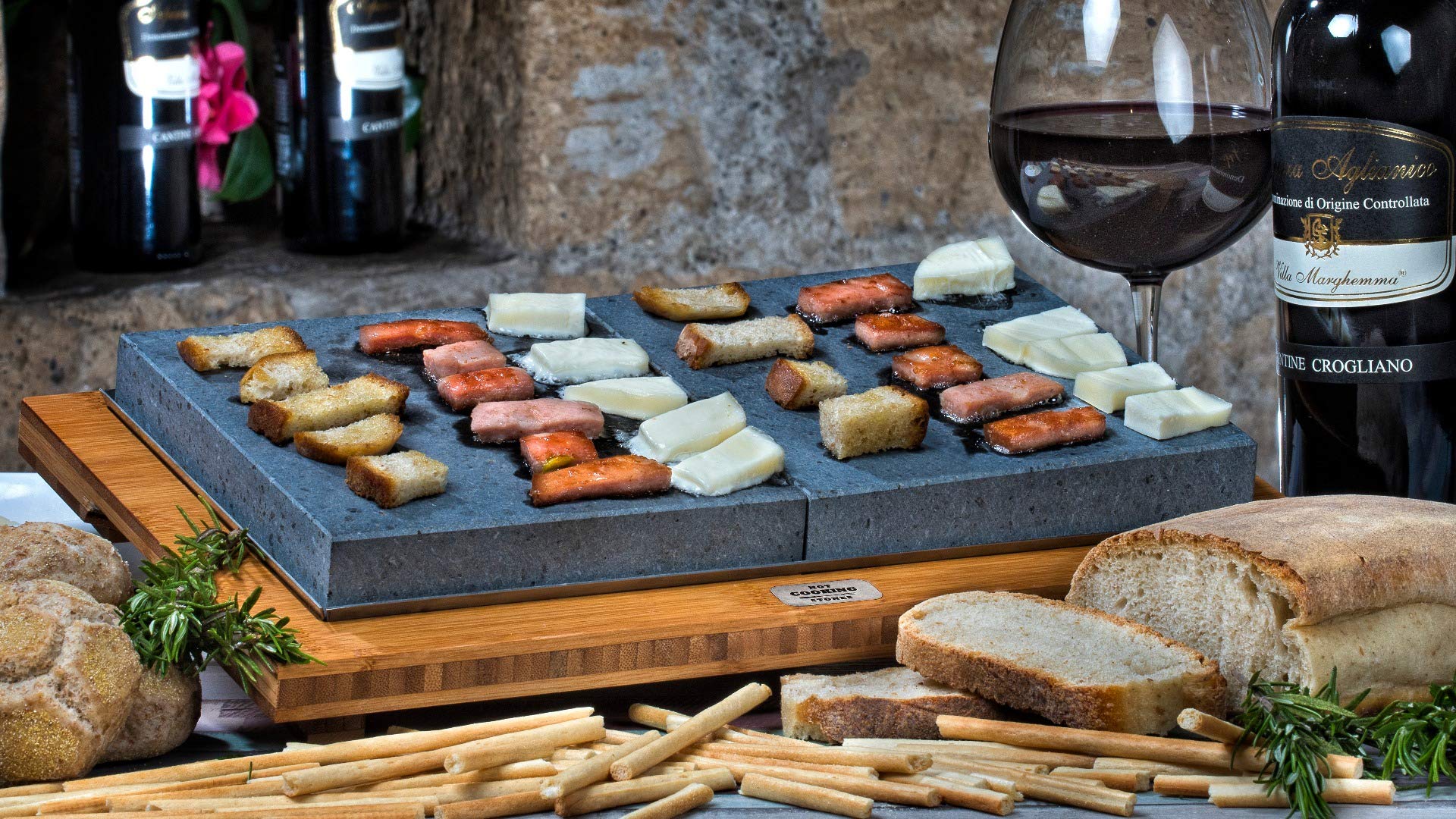 Piastra Pietra Lavica BASIC 19X34 Rettangolare Adatta Per Cucinare Direttamente A Tavola