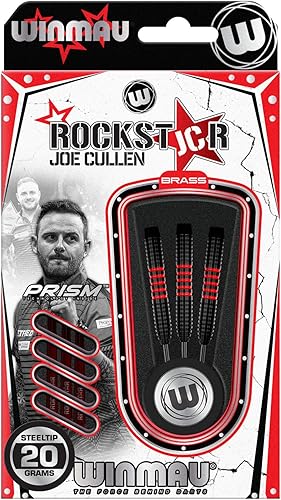 Miniatura 4 de Winmau Joe Cullen The Rockstar - Juego de dardos profesionales de latón de 0.71 oz con vuelos y tallos (ejes)