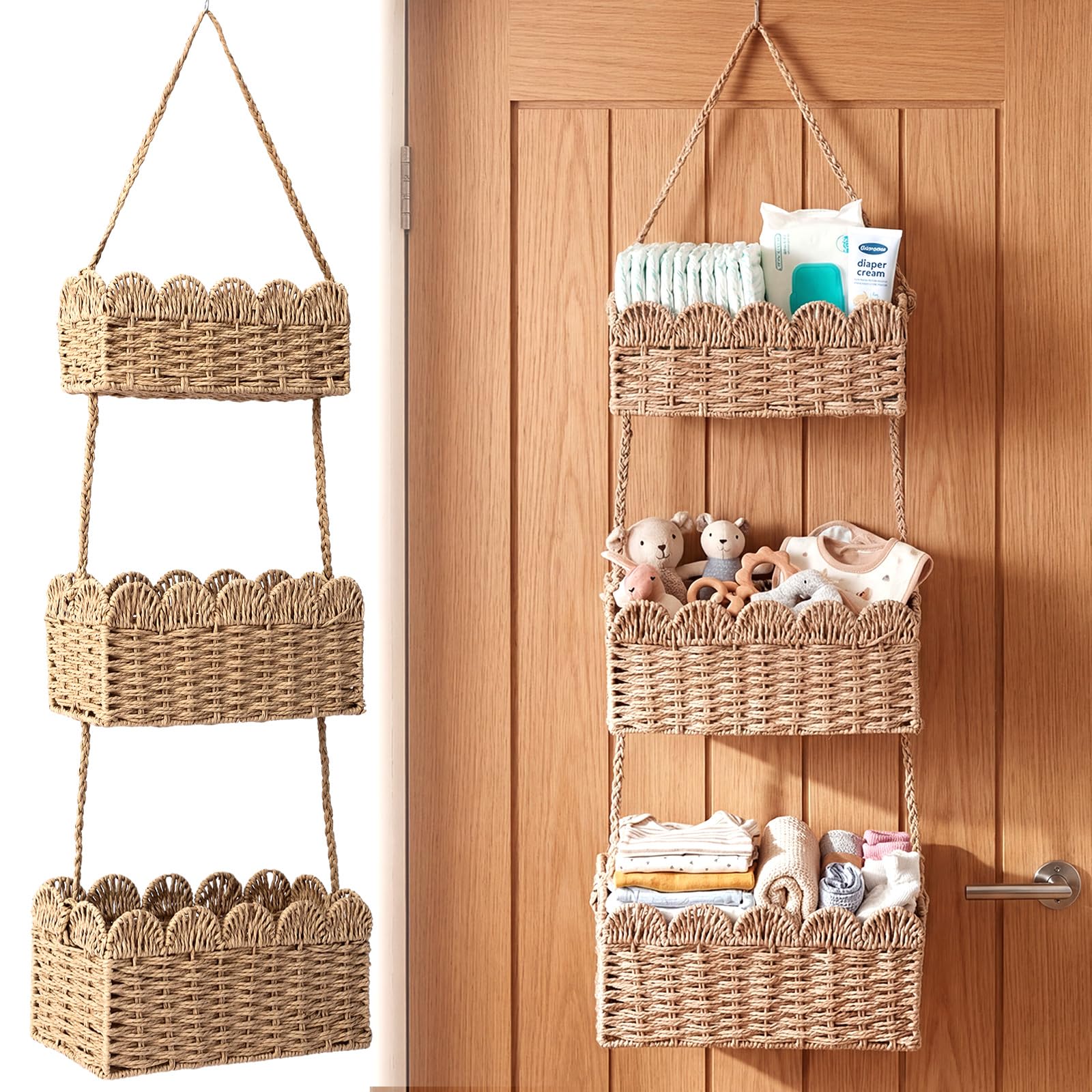 Panier mural tissé à 3 niveaux pour optimiser l'espace de votre cuisine ou bureau