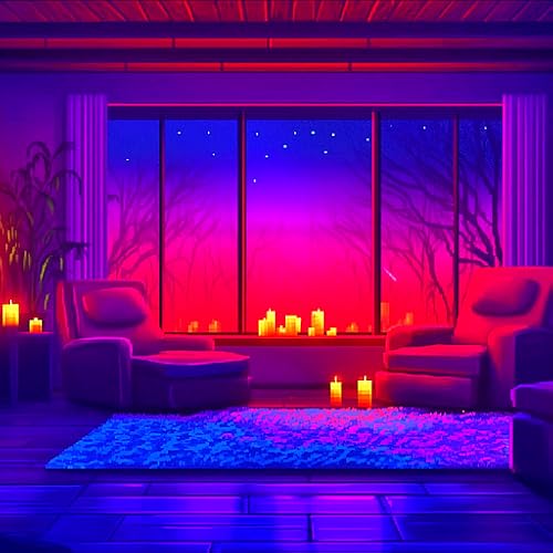 Dreamy Neon Room 4K for Fire TV | Relaxing Fireplace Ambience, Calming Night Music, Cozy Candlelight, Peaceful Sleep Background & Meditation