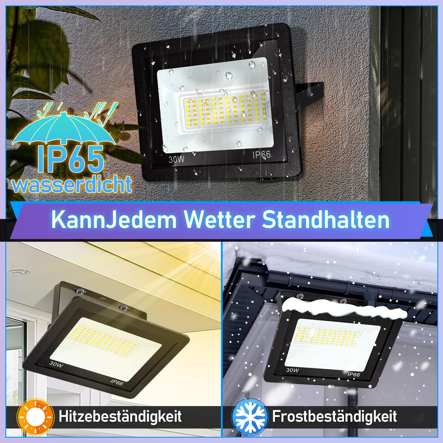 50W 10x LED Focos para exteriores, 3 ajustable temperatura de color, LED iluminación de pared proyector ángulo de haz 120 °, IP66 impermeable LED de luz de pared, para patio campo de deportes