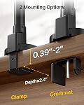 MonTEK Dual Vertical Monitor Bras jusqu'à 40 de pouce, aluminium lourd-haute réglable de bureau support plein mouvement bras ressort mécanique tient jusqu'à 26.4lbs avec USB A/C,VESA 75/100, Noir