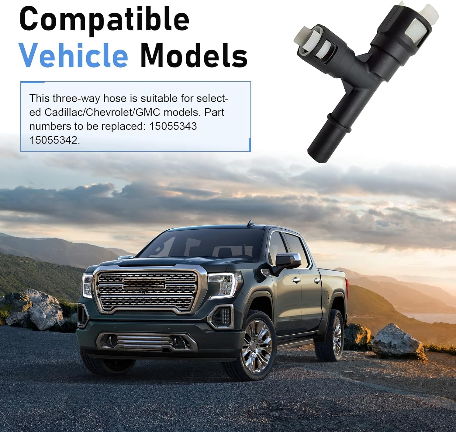 2 PCS Car Heater Inlet Hose Joint, Three-way Plastic Cooling Heater Hose Connector, Compatible with Cadillac Chevrolet GMC 15055343 15055342, Plastic Heater Core Hose Tee Connector Replacement