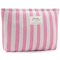 Vista 37 de Bolsa de maquillaje de flores para mujer, bonita bolsa de maquillaje para bolso, bolsa de cosméticos con cremallera, bolsa de cosméticos de lona
