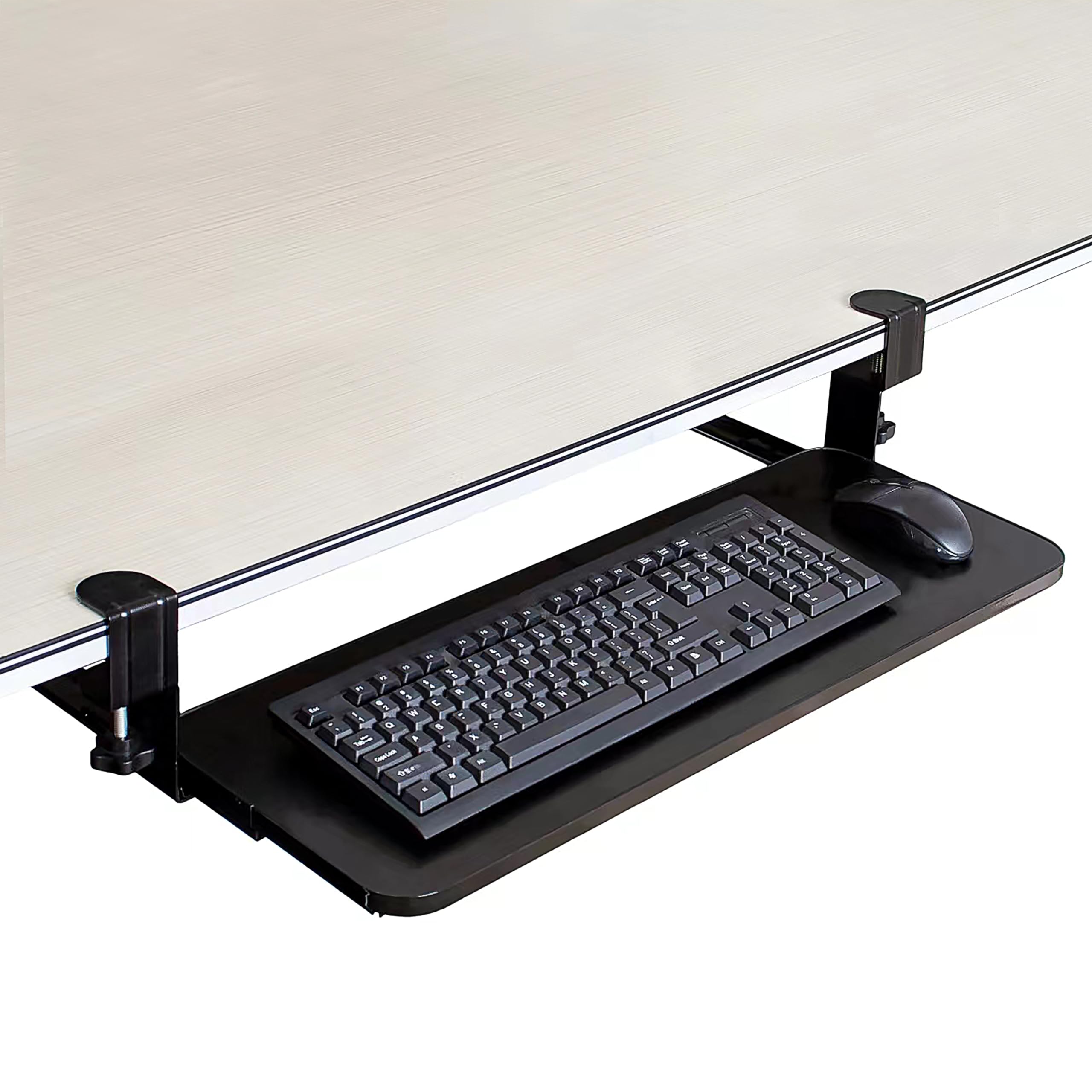 LTIMABO Keyboard Tray Under Desk-Keyboard Holder with C Clamp Hardware-Easy to Install-25.59inch x 9.44inch-Black