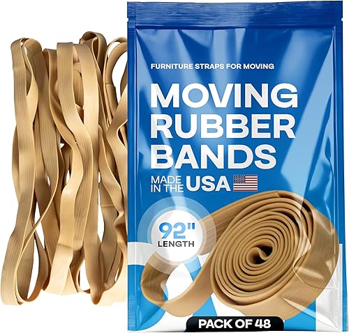 Vista 49 de IDL Packaging Bandas de goma fuertes, elásticas y flexibles de 56 pulgadas, paquete de 4, beige, elasticidad 2X, 80% goma natural, bandas