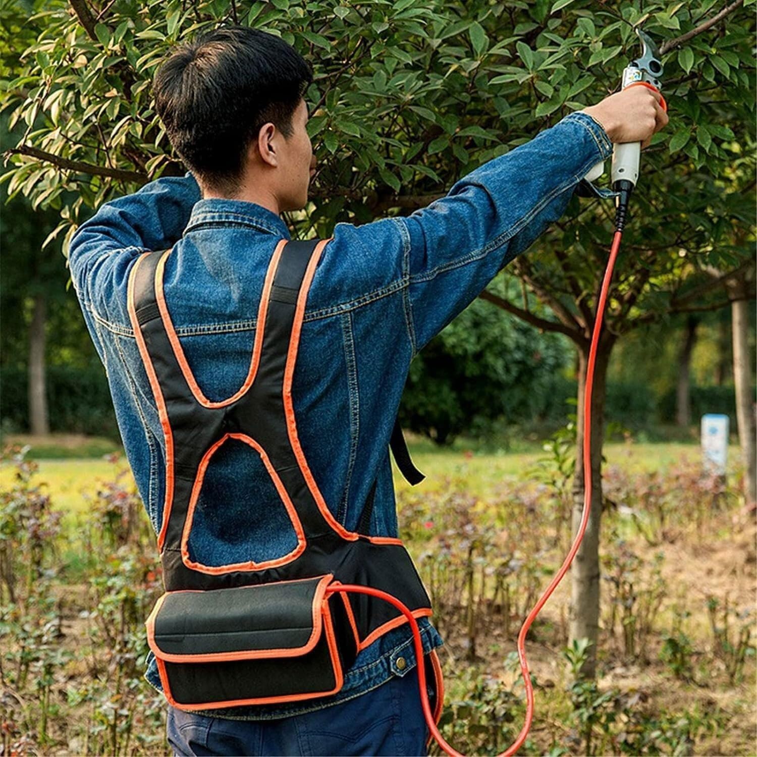 Tijeras de podar eléctricas, Tijeras de podar inalámbricas portátiles de 1,77 Pulgadas, Trabajo sin parar 10 Horas, Herramientas de poda de árboles de huerto con Mochila y Maleta, para jardín,