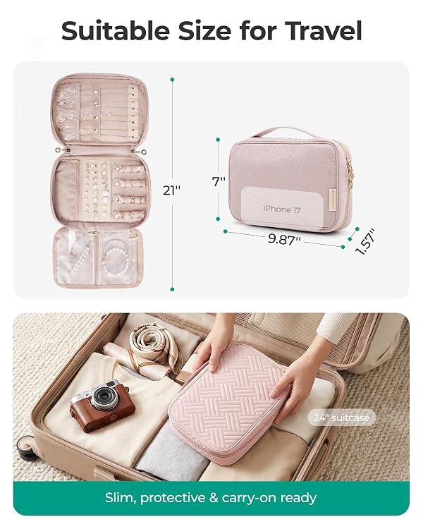 BAGSMART Travel Jewelry Organizer, Tangle-free Necklaces Case,Pink by BAGSMART - Used condition - Image 5
