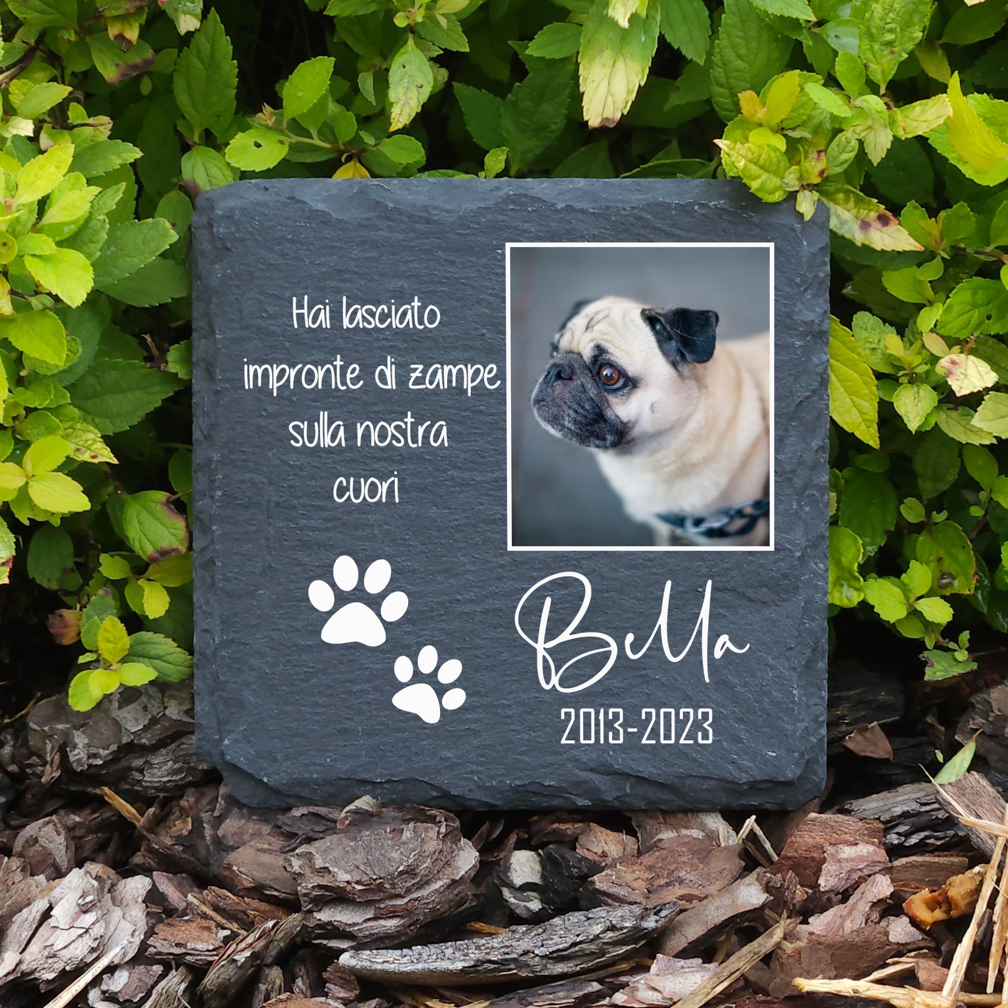 Targa Commemorativa Per Animali Domestici In Ardesia - Personalizzabile Con Foto E Testo 10x10 Cm - Foto 9