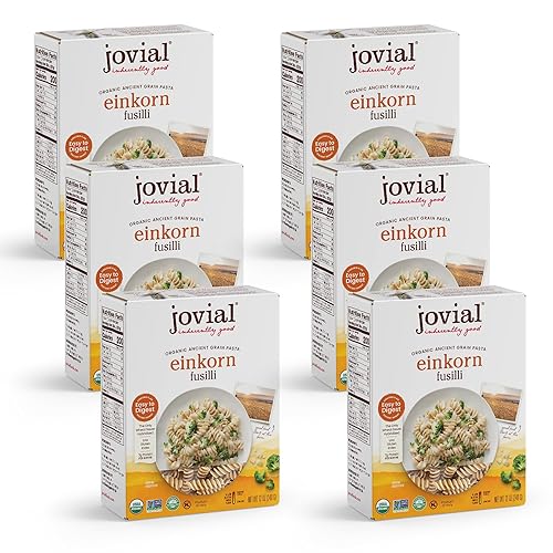 Jovial Einkorn Fusilli 100% orgánico de grano entero  Einkorn Pasta, alta proteína, sin OMG, certificado orgánico USDA, baja en carbohidratos,