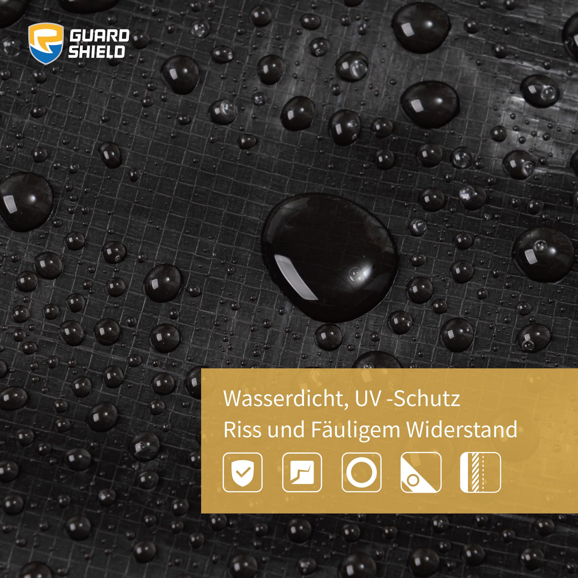 GUARD SHIELD Telone di copertura con occhielli, impermeabile, 5 m x 6 m, nero, multifunzione, in poliestere, 120 g/㎡, in tessuto, multiuso, resistente agli strappi, stabilizzato ai raggi UV