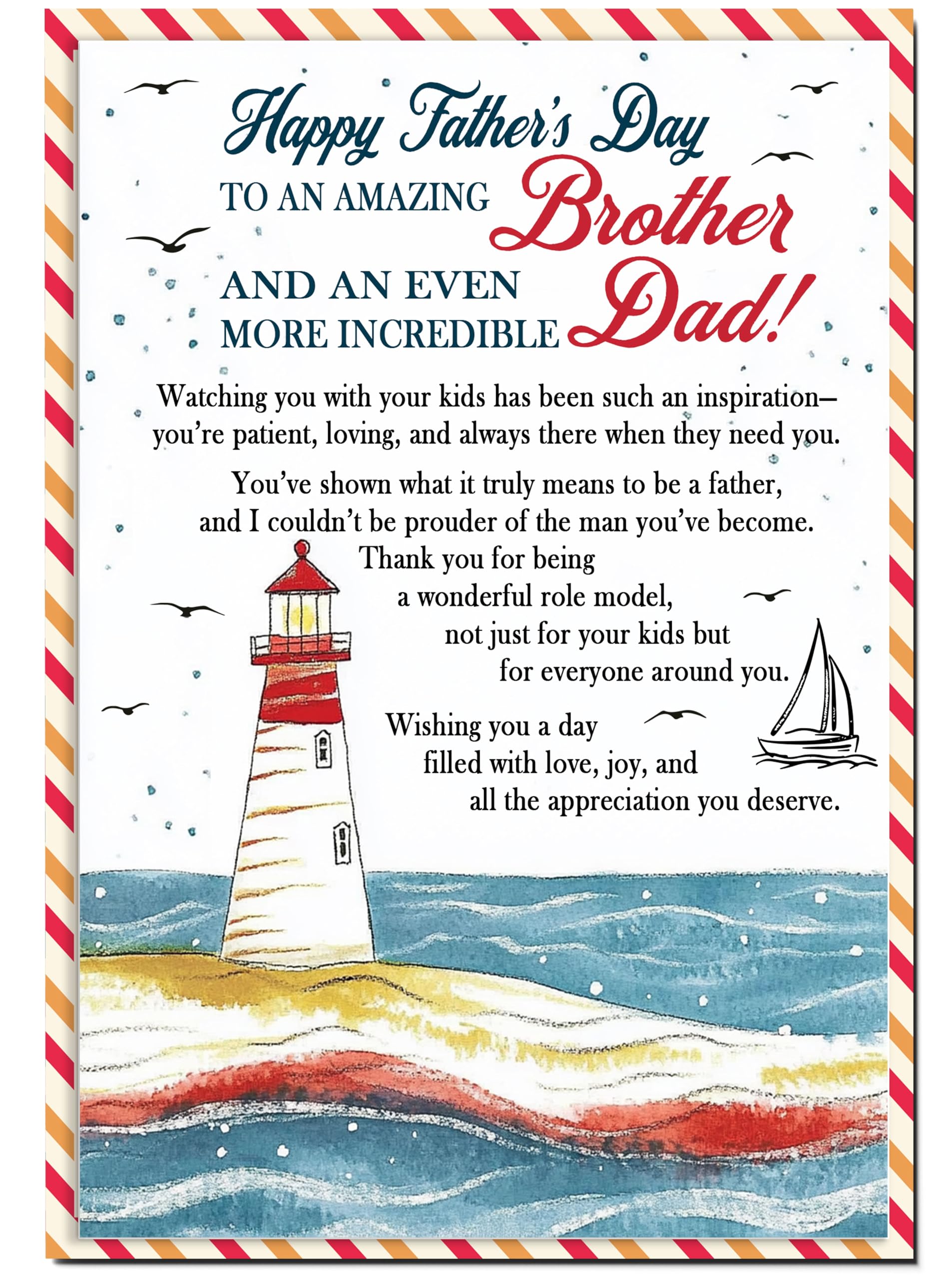 BlinkWishes Fathers Day Card for Brother, Happy Father's Day Cards for Brother​s with Seal and Envelope, Card from Sister to Brothers