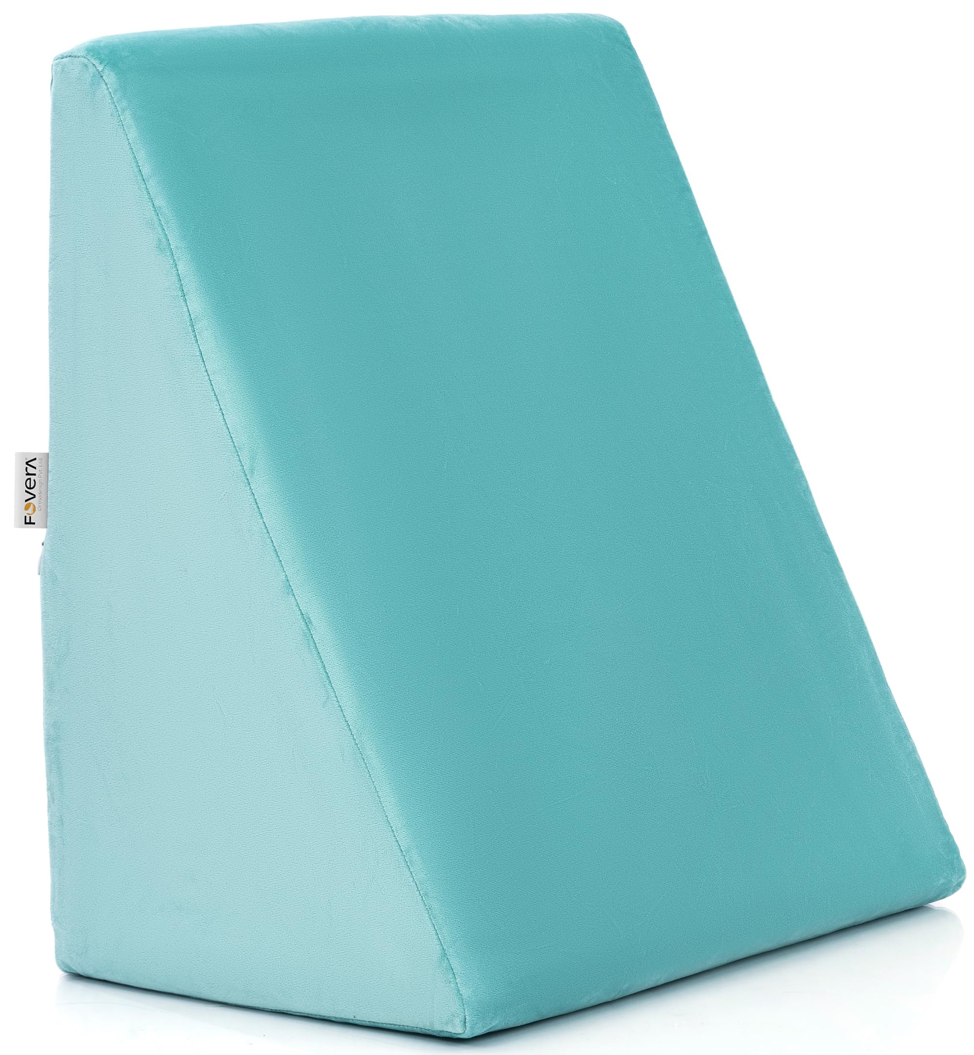 FOVERA Memory Foam Wedge Pillow | 2 Years Warranty | Bed Wedge Cushion, Orthopedic Back Support for Bed | for Acid Reflux, Snoring, GERD, Leg Elevation (Aqua Green, 18L x 17.5W x 11H Inch)
