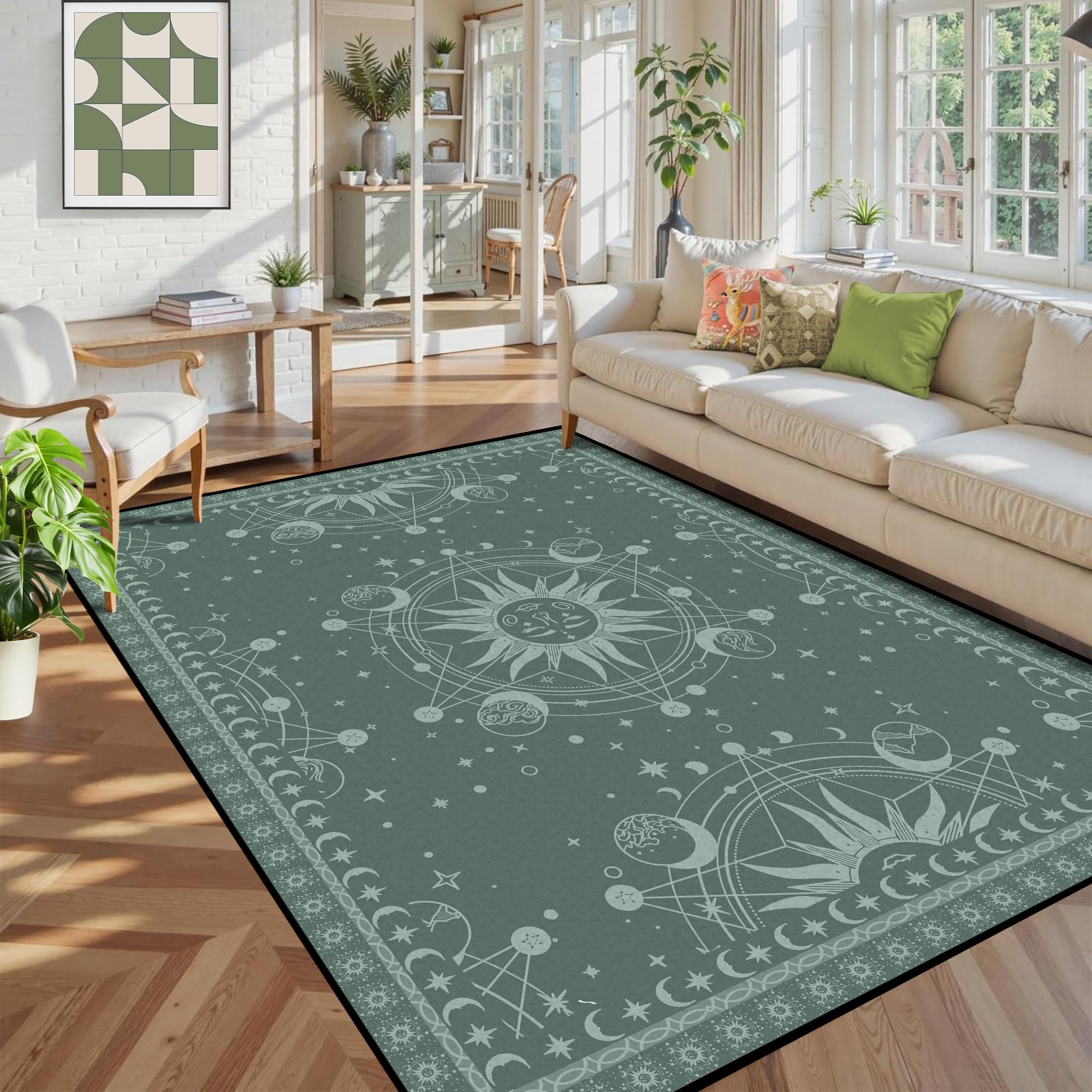 Tapis soleil et lune – Style bohème céleste pour chambre à Tapis soleil et lune – Style bohème céleste pour chambre à