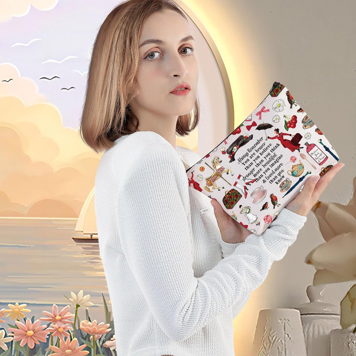 LEVLO Mary Movie Cosmetic Makeup Bag - You Are Braver Stronger Smarter Than You Think - Zipper Pouch for Mary Fans (Always Mary) image 5