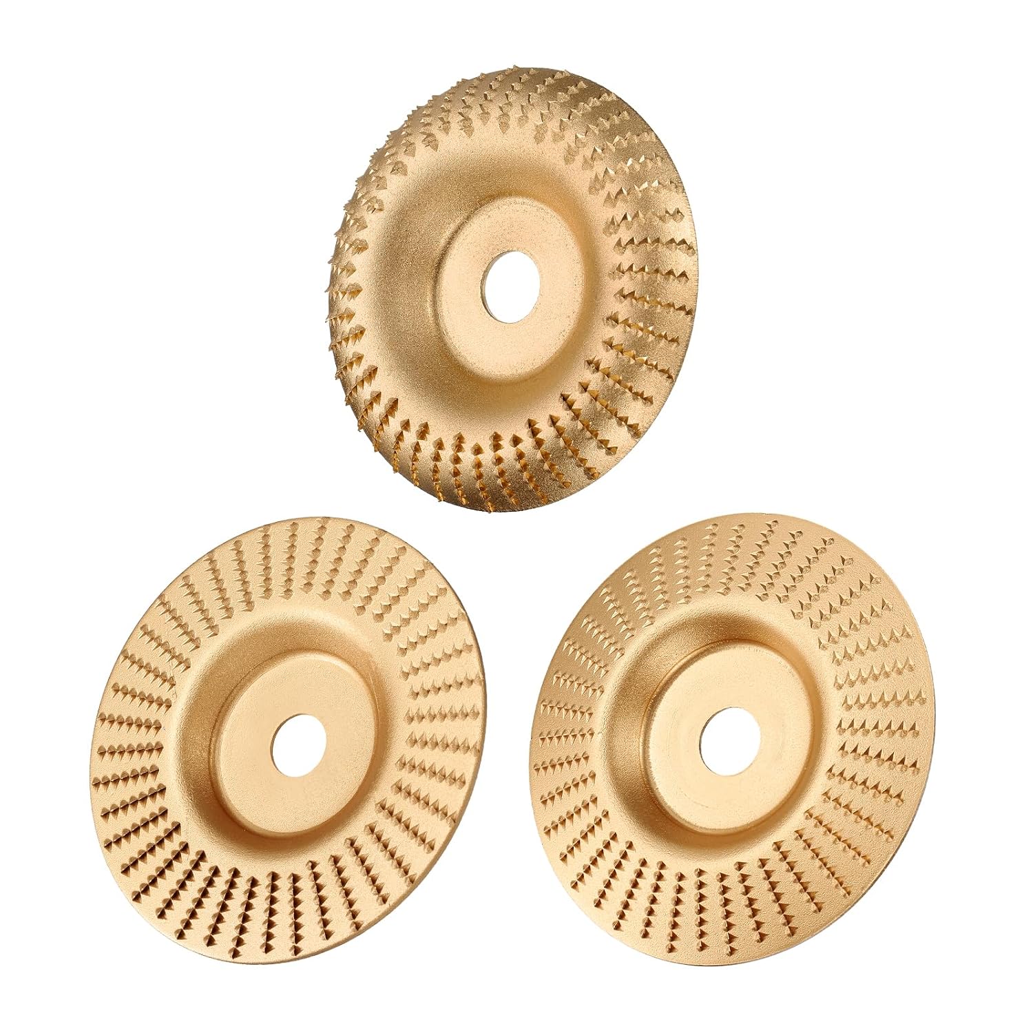 HARFINGTON 3Pcs Wood Carving Disk Set 5 Inch Shaping Carving Sanding Cutting Grinding Wheel Disc with 7/8" Arbor for Angle Grinders, Silver Tone