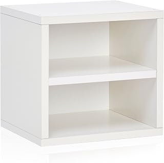Way Basics Modular Connect Cube Cubby Storage, Stackable Closet Organizer Display Shelf (Tool-Free Assembly and Uniquely Crafted from Sustainable Non Toxic zBoard Paperboard), White, 13.4"x12.6"x11.2"