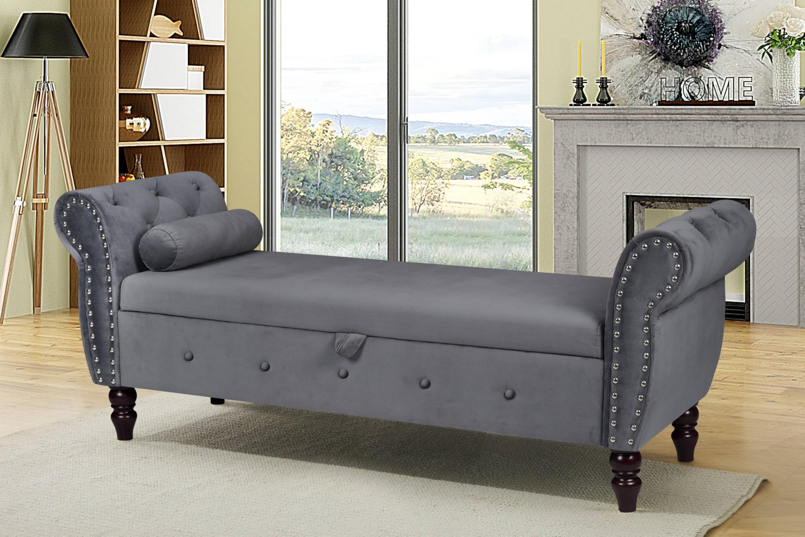 Living Room Small Chaise Lounges Elegant Modern Navy Blue Velvet