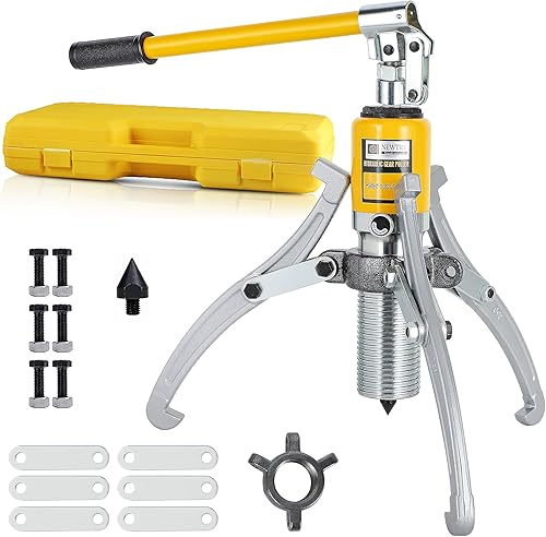 Miniatura 2 de NEWTRY Extractor de engranajes hidráulicos Kit de potencia Porta de gato hidráulico de perfil bajo de 5 toneladas y 20 toneladas + bomba manual