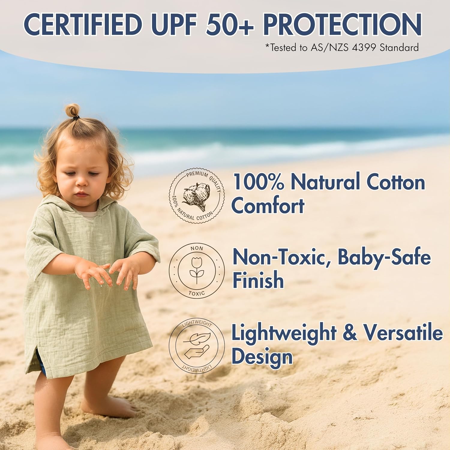 Hooded Towels for Kids - Patented Rayguard Technology UPF 50+ Protection | Poncho is Essential for Enjoying a Sunny Day in Comfort and with a Plus Care for Your Lovelies (Green, 3-5 Years)
