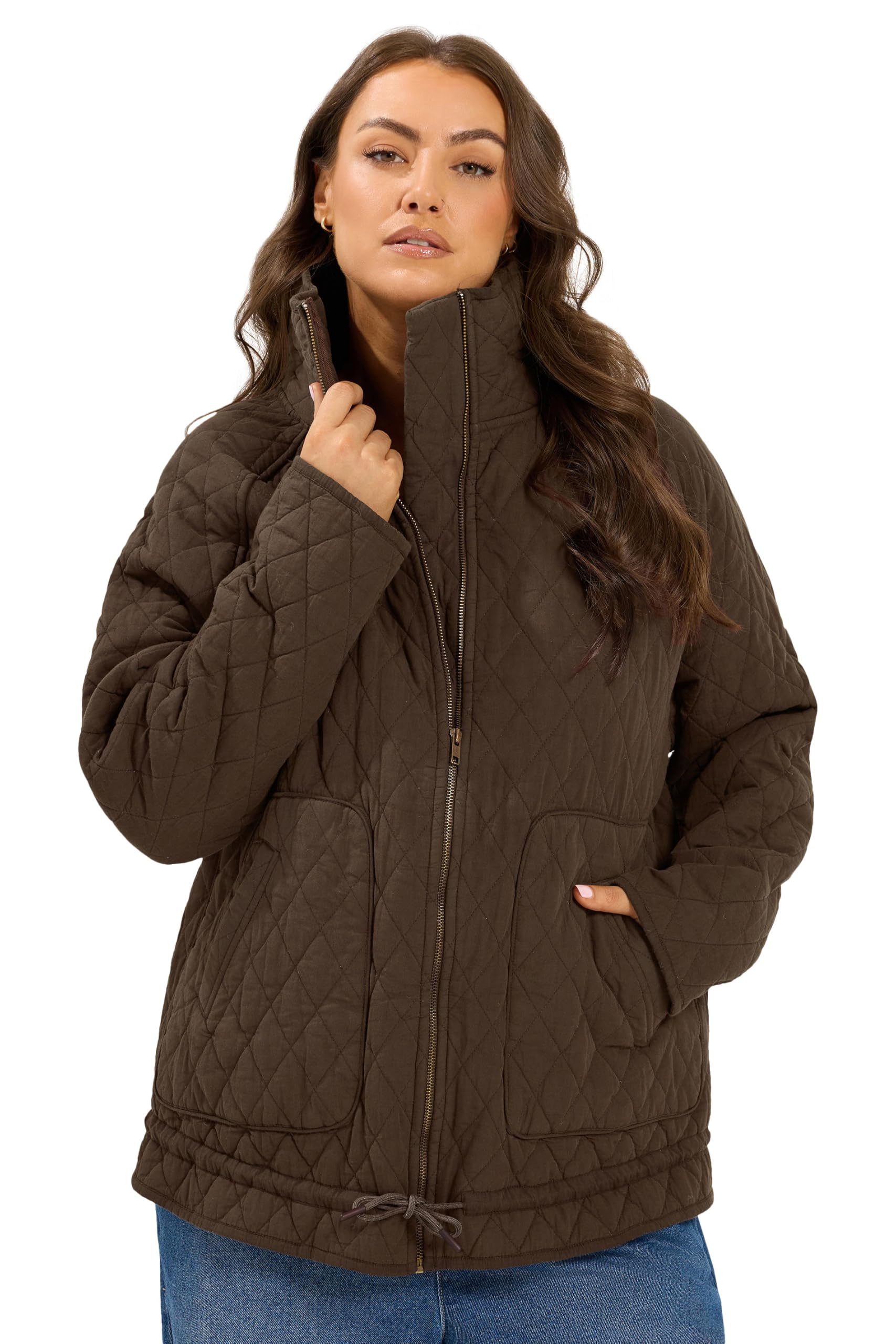 Yours Women's Chocolate Lightweight Quilted Jacket In Size 22-24
