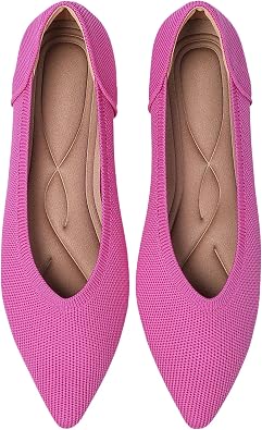 feabtonbd Womens Flats Shoes Pointed Toe Knit Ballet Comfortable Dressy Slip On Leopard Flat
