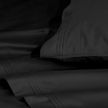 SUPERIOR 100% Egyptian Cotton 1500 Thread Count Oversized Standard Pillowcase Set Solid, Black