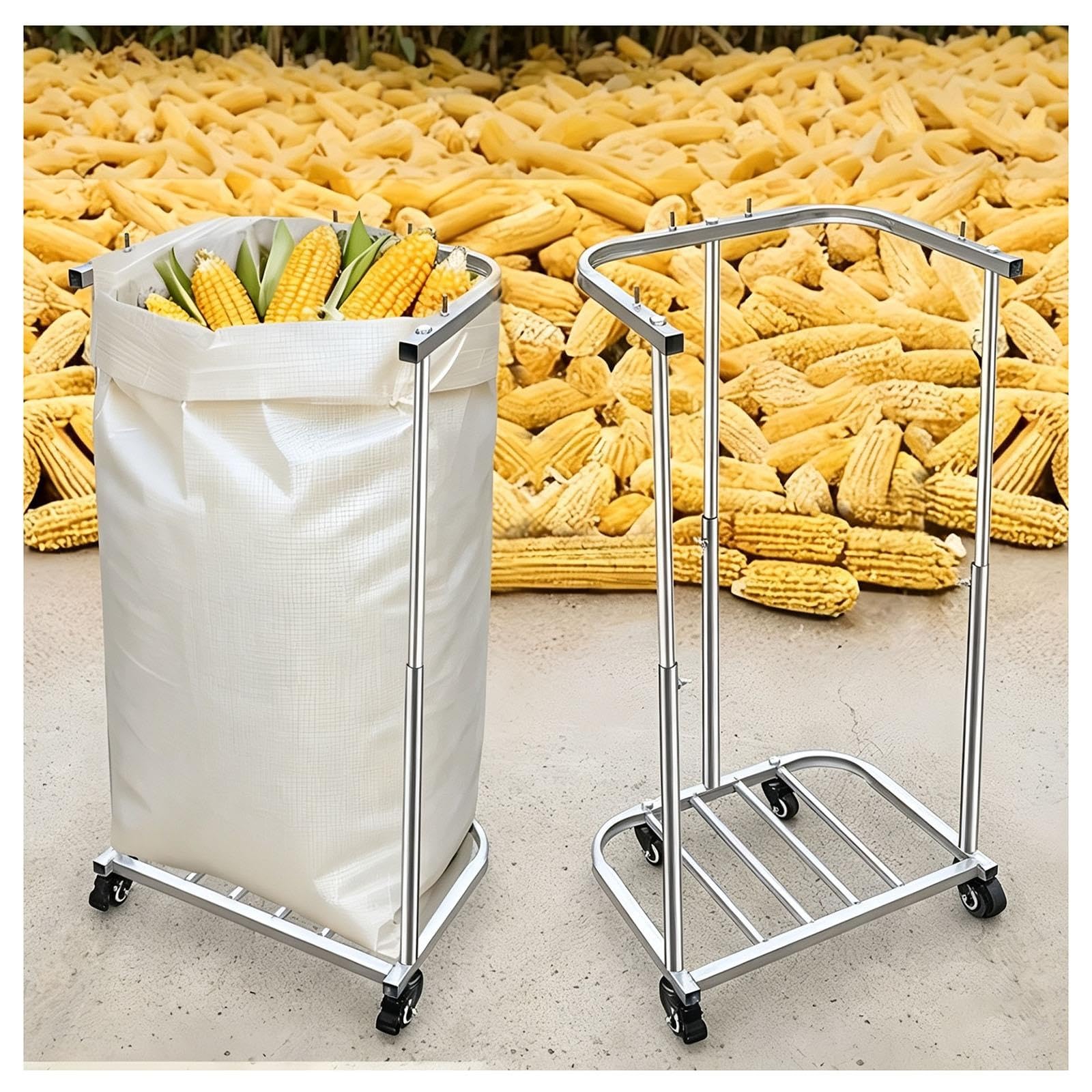 Carrello Di Trasporto In Acciaio Inox Con Ruote Per La Raccolta Di Cereali