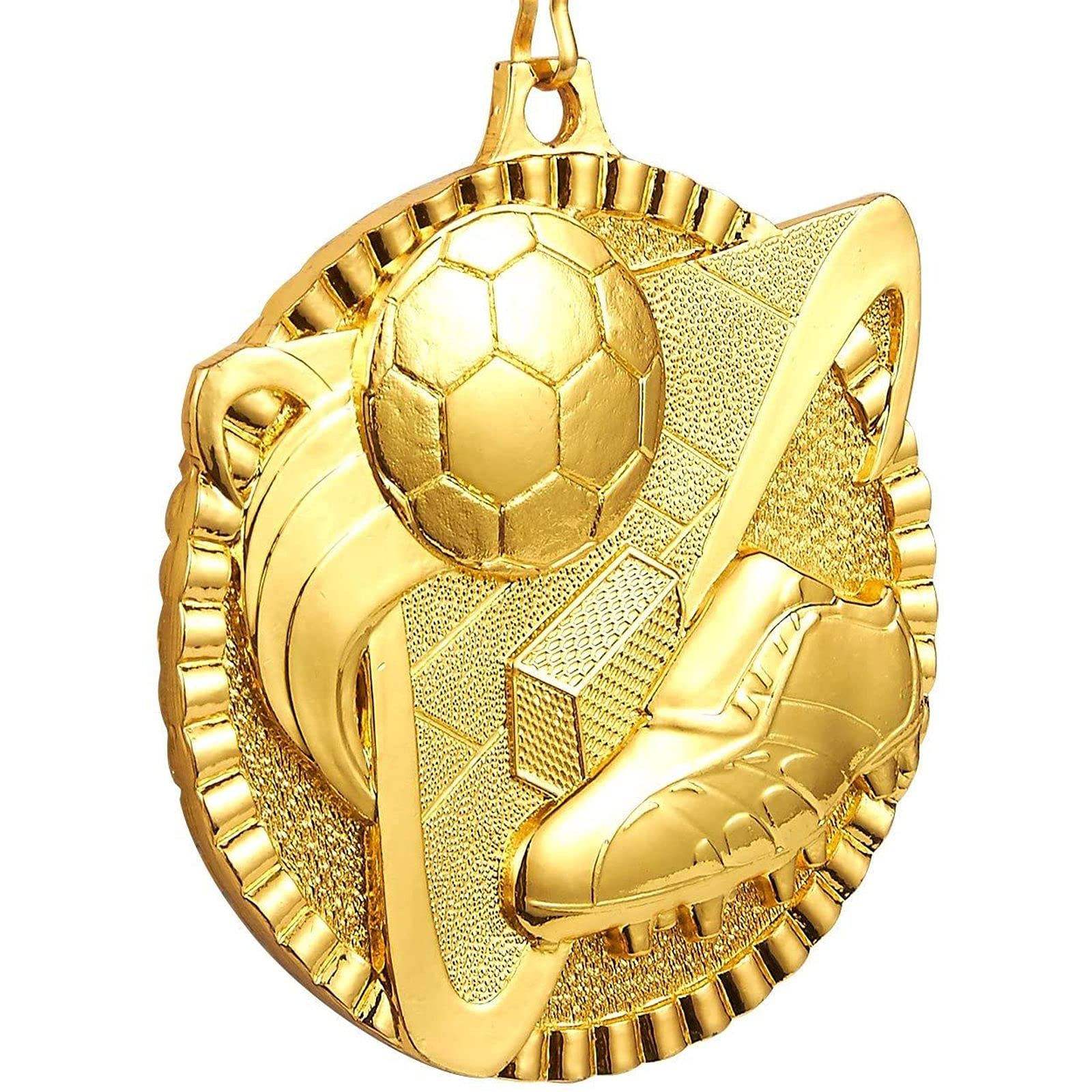 3Piece Award Medals Set Metal Soccer Gold, Silver, Bronze Medals for