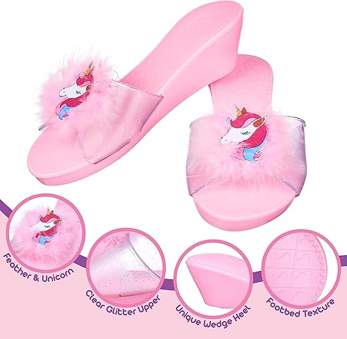Miniatura 5 de Set de 3 zapatos de princesa - Zapatos de tacón con cuña para niños de vestir como realeza, zapatos de princesa de colores pastel, tacones con cuña