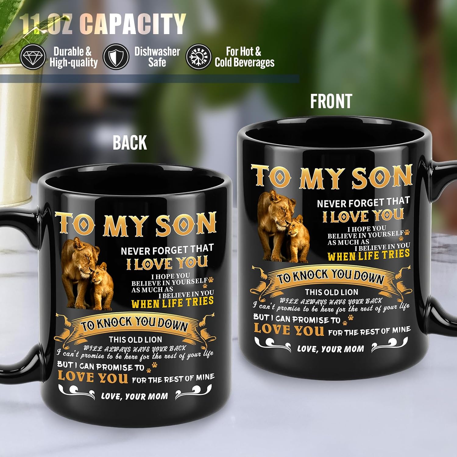 11 Pcs Son Gifts from Mom with 11 Oz Ceramic Cup, Leather Journal, Desk Decorative Sign, Socks, Tape Measure, Bracelet, Keychain for Birthday Graduation Father's Day Christmas Gift for Teens Adult