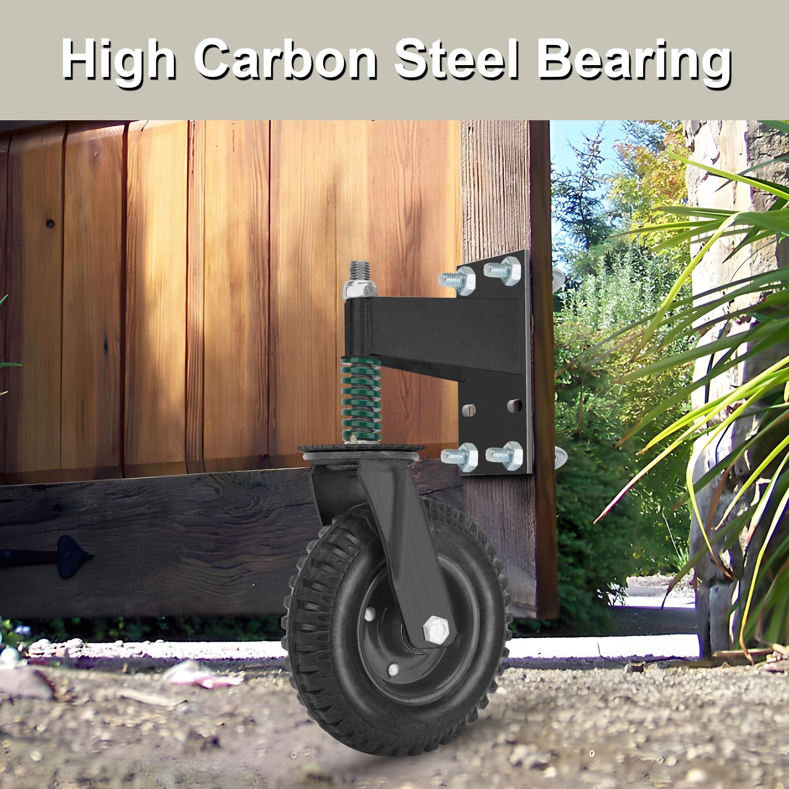 Ruota Per Cancello Caricata A Molla - Rullo In Gomma Per Carichi Pesanti Fino A 600 Libbre, Nero - Foto 6