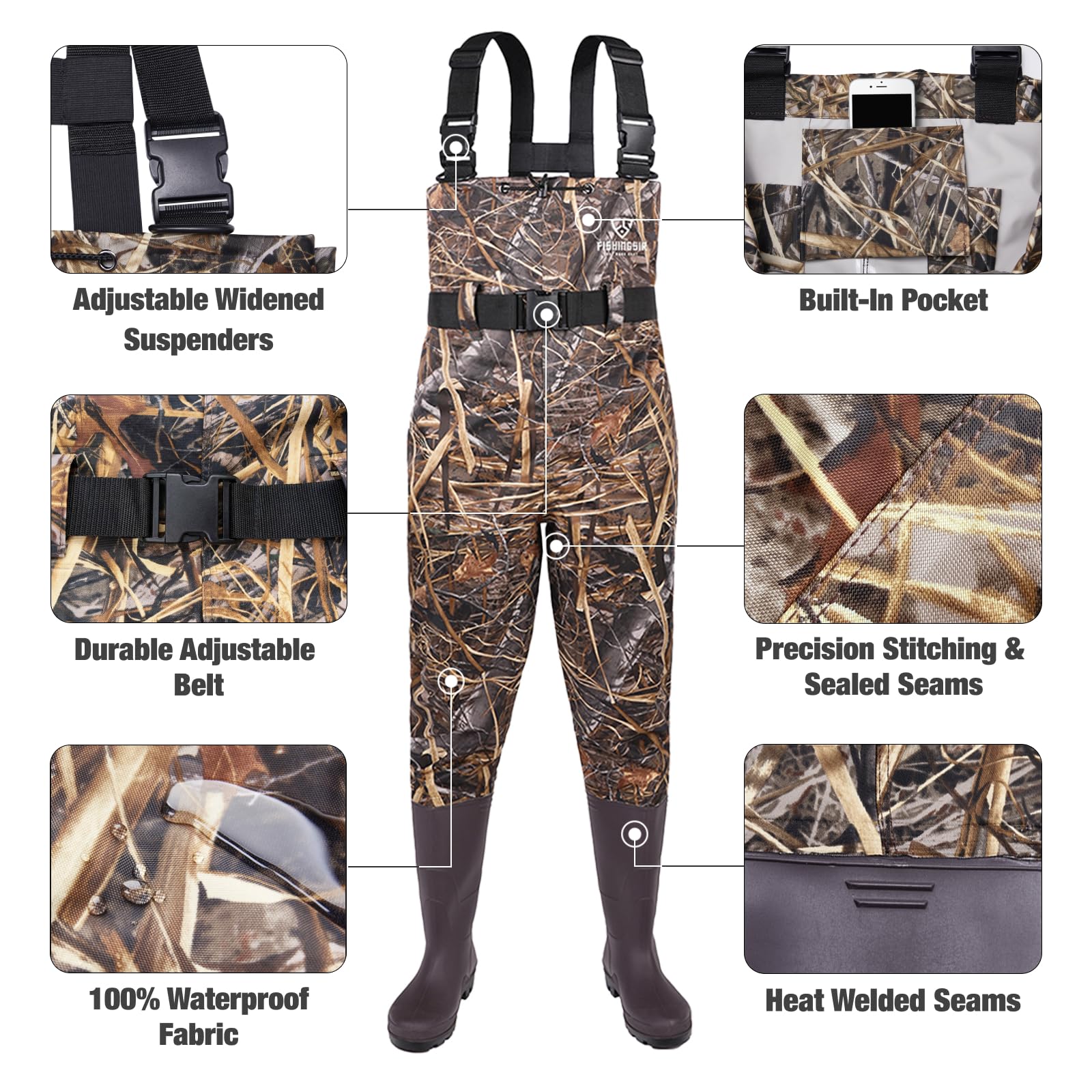 FISHINGSIR Wodery na klatkę piersiową Mężczyźni ‎fishing Waders