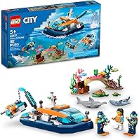 Vista 1 de LEGO City Explorer Barco de Buceo 60377 Juguete de Construcción Oceánica, Incluye un Escenario de Arrecife de Coral, Mini-Submarino, 3 Minifiguras