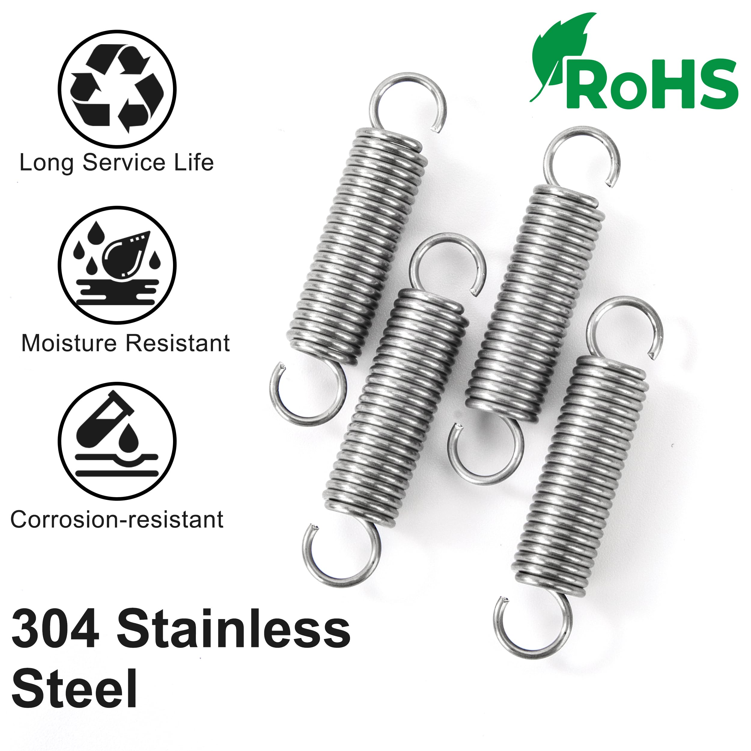 20 Ressorts Traction Acier Inox 304 - 35mm Longueur - Crochets Doubles - Pour Bricolage & Mécanique