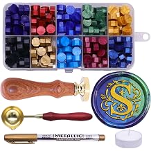 SWANGSA Initial Alphabet S Wax Seal Stamp Kit, Classic Retro Letter Sealing Stamp with 200pcs Sealing Wax Beads Kit for Wedding Invitations Cards Envelopes S