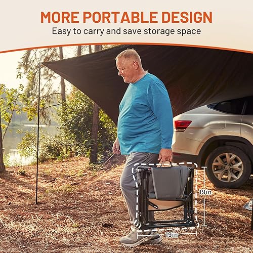 Miniatura 3 de TIMBER RIDGE Silla de campamento con calefacción de aluminio resistente con tamaño compacto, silla de directores portátil que soporta hasta 400