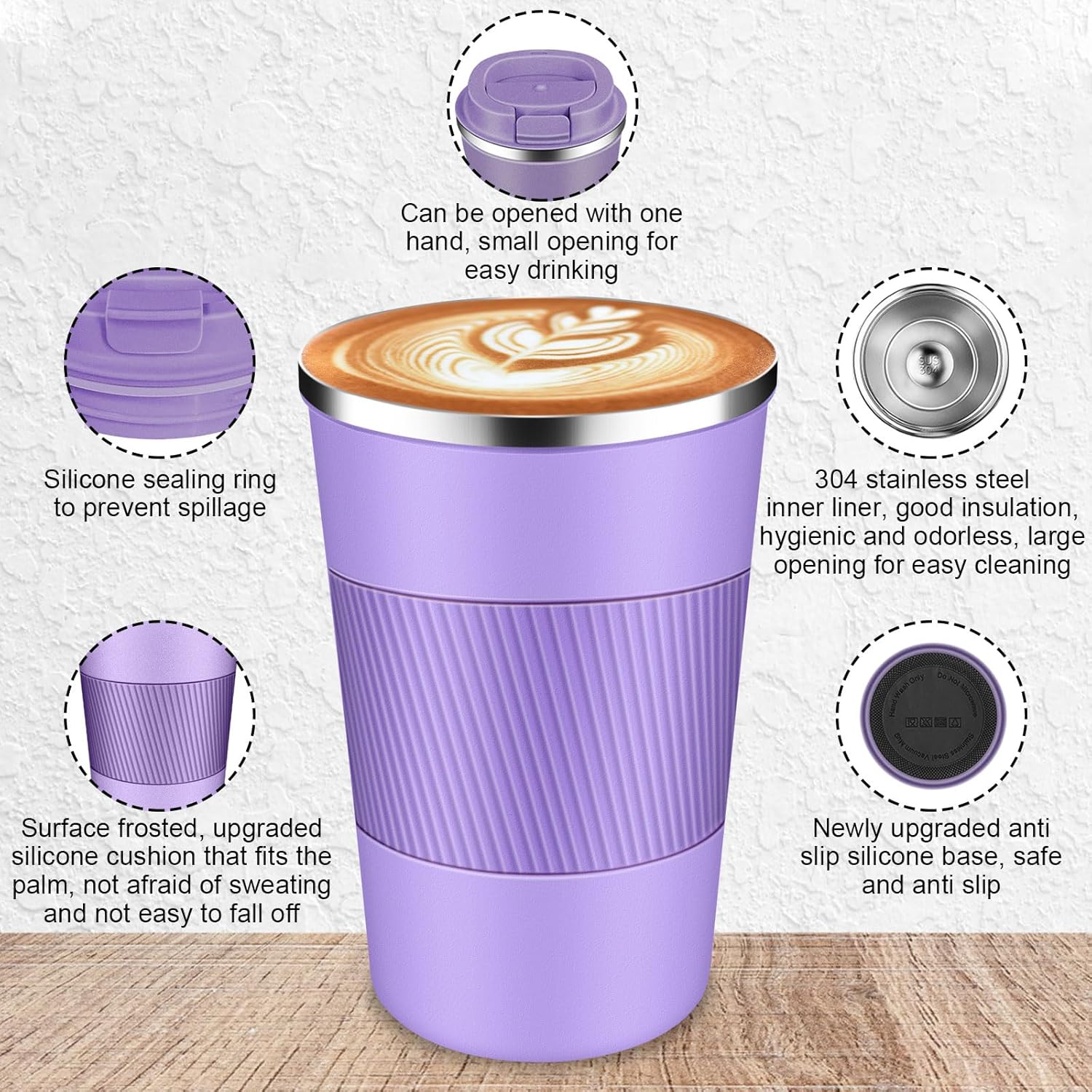 Insulated Travel Coffee Cup with Leak Proof Lid,To Go Camping Stainless Steel Vacuum Coffee Mug, Reusable Coffee Tumblers Hot & Cold Drinks Gifts Multiple Sizes and Colors - Image 2