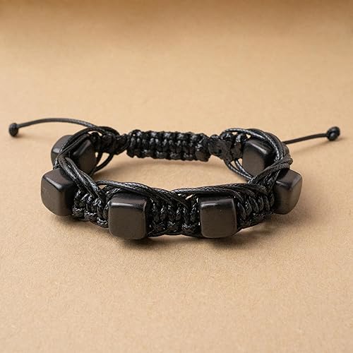 Miniatura 6 de Karelian Heritage Pulsera de macramé y arachne de shungita genuina de shungita Joyería de piedra Shungite para hombres y mujeres Joyería de