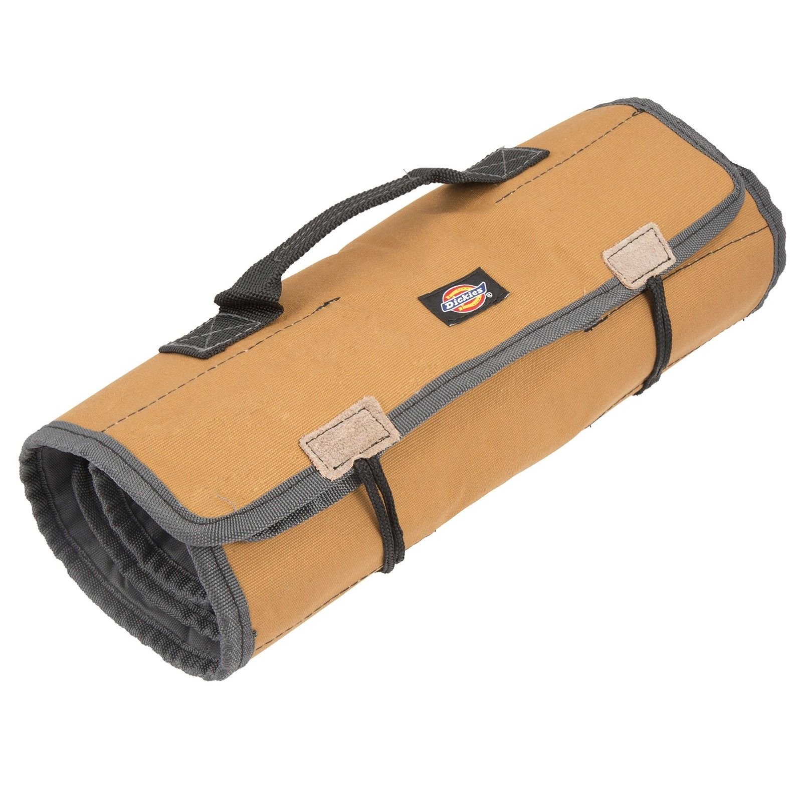 Dickies Large Wrench/Screwdriver Organizer Roll for Mechanics, 23 Tool Pockets, Durable Canvas Construction, 26 in. x 14.25 in. Unrolled, Grey/Tan