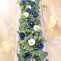 Vista 49 de TOCHGREEN 4 Pack 24Ft Artificial Eucalyptus Flower Garland with Champagne Roses, Fake Rose Flower Greenery Garland Floral Vines for Wedding Home