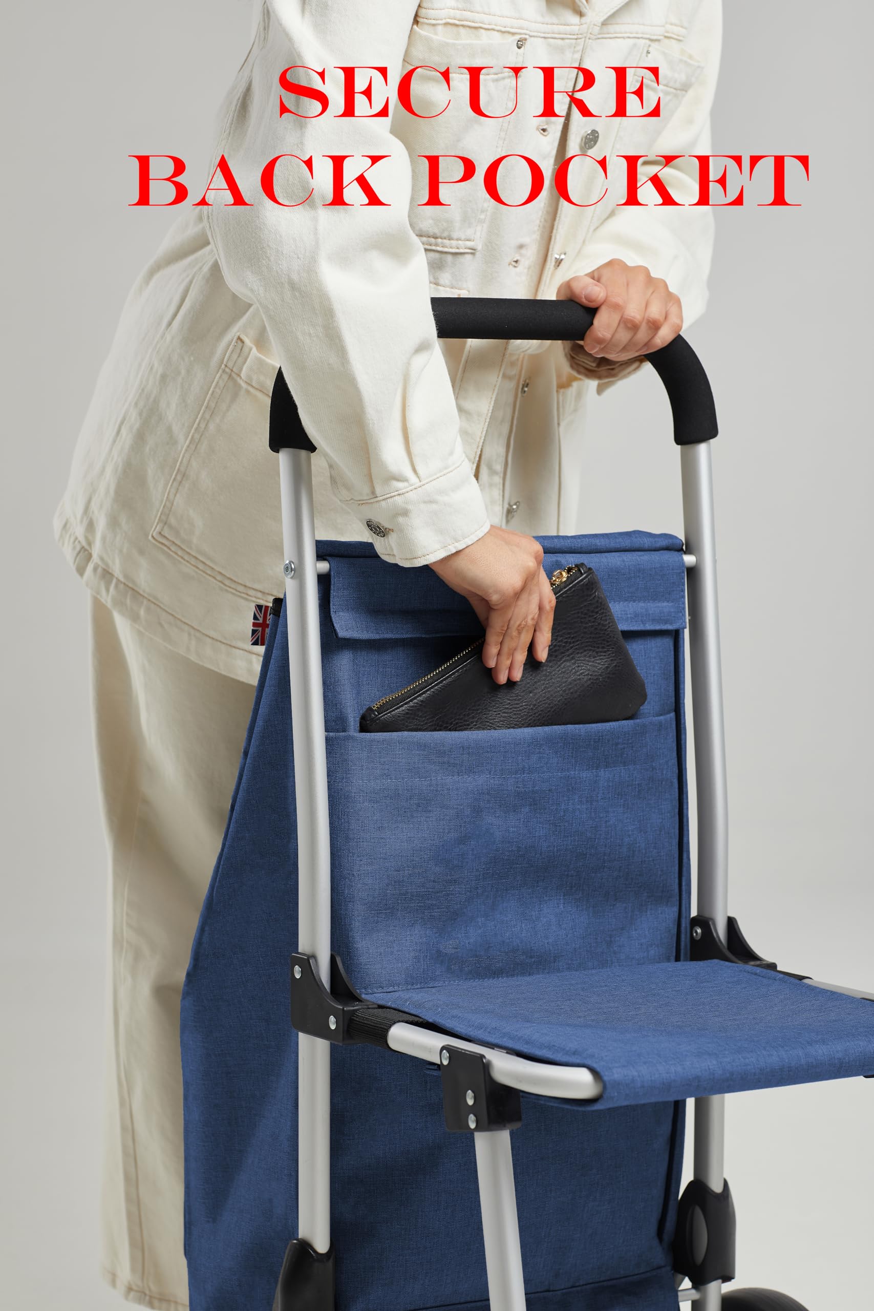 Bergs - Carrello per la spesa, in alluminio, con sedile Blu
