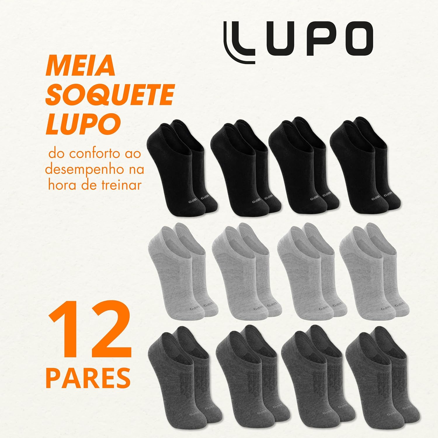 Kit 12 Pares Meia Lupo Sapatilha Soquete Invisível Original Unissex Kit 12 Pares Meia Lupo Sapatilha Soquete Invisível Original Unissex