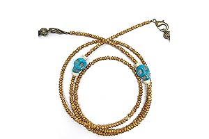 Blue Skull Beaded Mask Lanyard or Eyeglass Chain