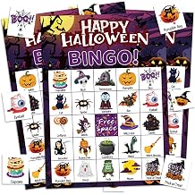 Halloween Bingo Game Cards for Adults, 24 Players Halloween Bingo Game Halloween Bingo Cards Halloween Party Games for School Office Classroom Family Activities Halloween Party Supplies