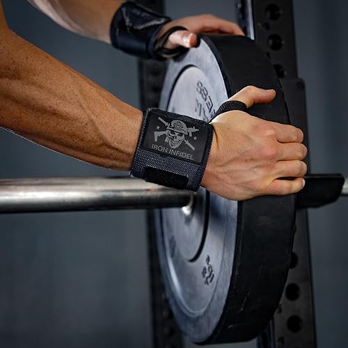 Miniatura 4 de Iron Infidel Muñequeras para levantamiento de pesas, soporte resistente de 18 y 24 pulgadas para entrenamiento, accesorios de gimnasio para hombres,